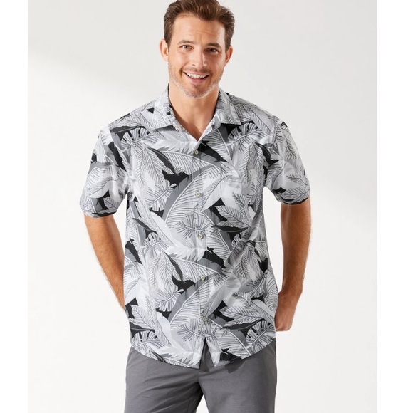 Tommy Bahama Men's IslandZone Bahama Coast Tropic Tango Camp Shirt - Bright White - FINAL SALE